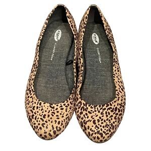 Dr. Scholls Womens Leopard Print Flats 9.5 Slip On Comfort Travel Ballet